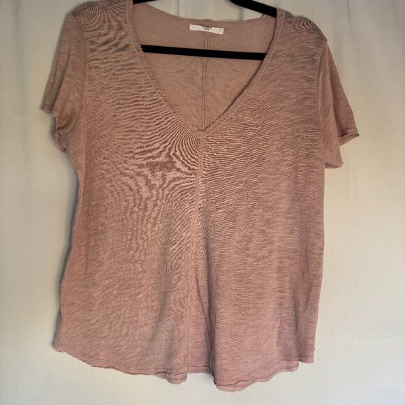 Pink Project Social T Shirt Soft Pink Frayed edge Medium womens - 0423 - Picture 2 of 5